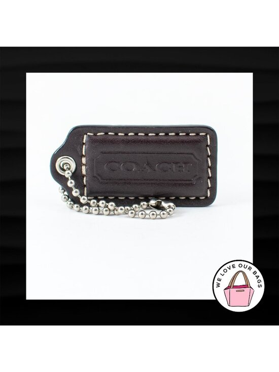 Coach Accessories - 2" Medium COACH BROWN LEATHER KEY FOB BAG CHARM KEYCHAIN HANGTAG TAG